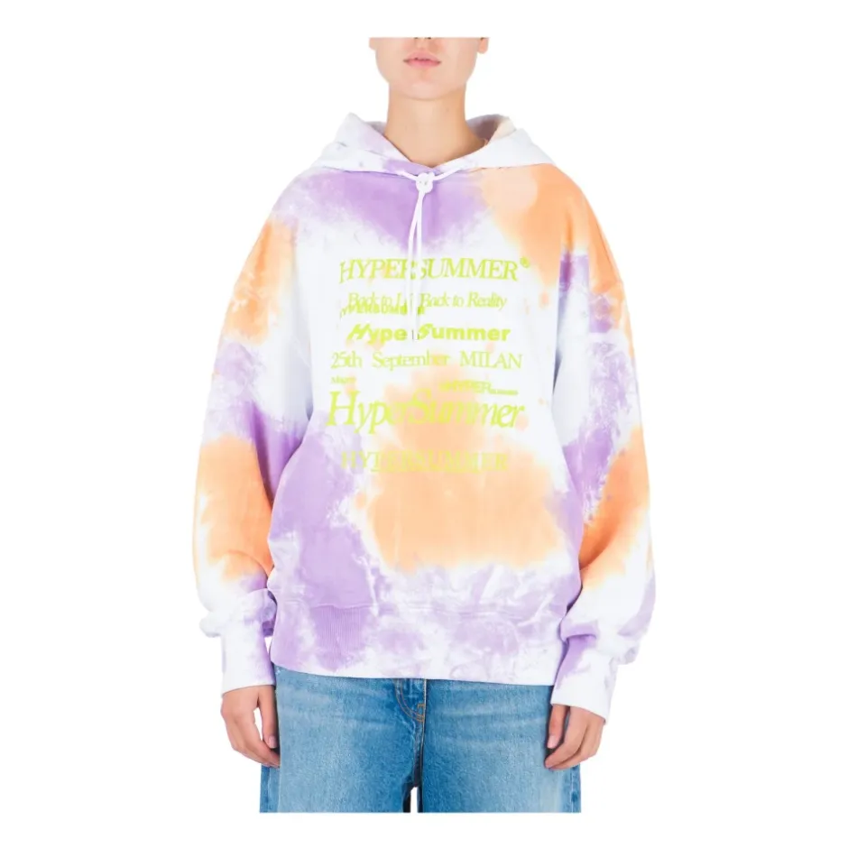 Online Hypersummer Graphic-Print Tie-Dye Hoodie Dame Striktrøjer & Sweatere