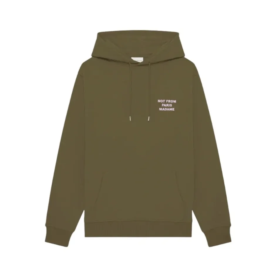 Clearance Ikonisk Slogan Hættetrøje i Khaki Trøjer