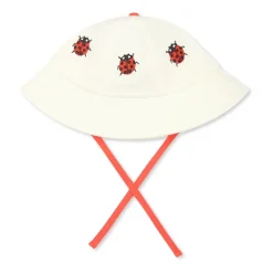 Outlet Ivory Bomuldscloche med Ladybugs Broderi Børn Huer & Kasketter