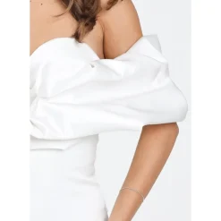 Best Ivory Off-Shoulder Midi Kjole Dame Kjoler