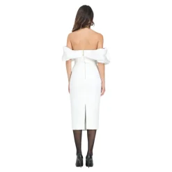 Best Ivory Off-Shoulder Midi Kjole Dame Kjoler