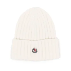 Online Ivory White Ribstrikket Beanie Hat Dame Huer, Kasketter & Hatte|Huer & Kasketter