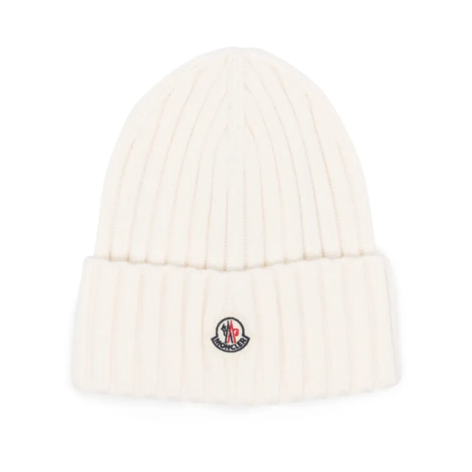 Online Ivory White Ribstrikket Beanie Hat Dame Huer, Kasketter & Hatte|Huer & Kasketter