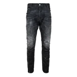 Hot Jeans med knapper og læderpatch Jeans