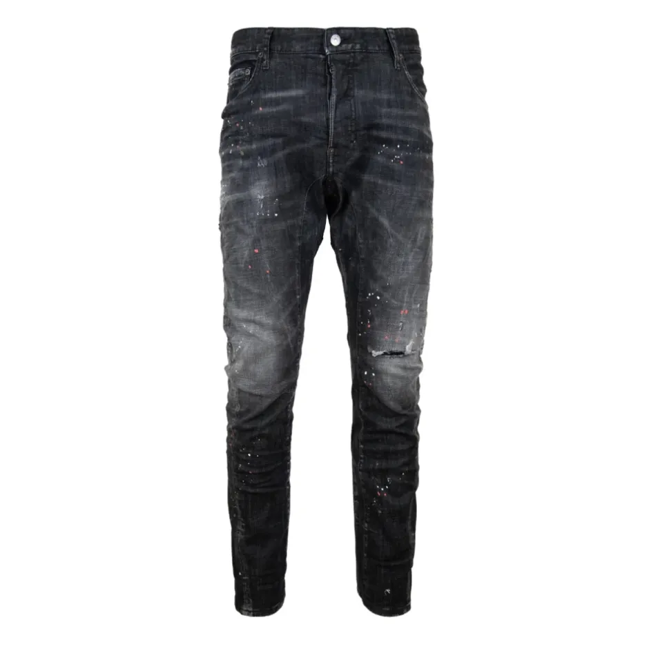 Hot Jeans med knapper og læderpatch Jeans