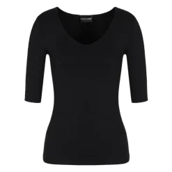 Discount Jersey Stretch V-udskåret Top med 3/4 Ærmer Dame T-Shirts