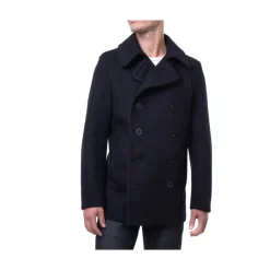 Discount Klassisk Navy Peacoat med dobbeltradet knapper Frakker
