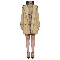 Hot Kort trenchcoat med ternede detaljer Dame Frakker