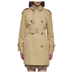 Hot Kort trenchcoat med ternede detaljer Dame Frakker