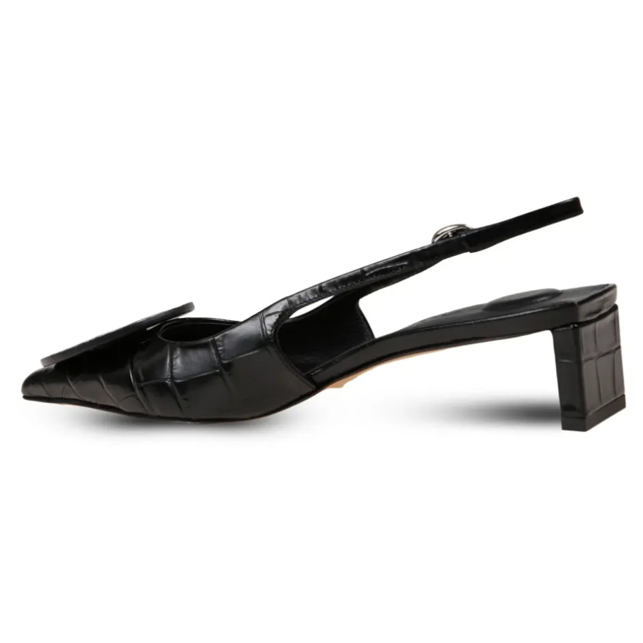 Discount Krokodilleeffekt Slingback Hæle Dame Pumps|Stiletter