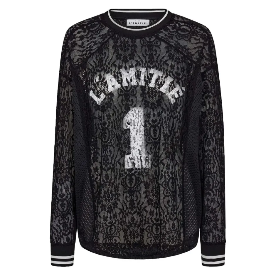 Lace Application Sweat Dame Sweatshirts|Striktrøjer & Sweatere