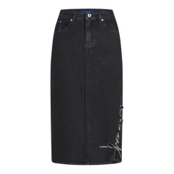 Lace-up Midi Denim Nederdel Dame Nederdele