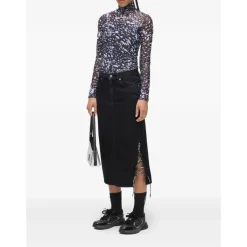 Lace-up Midi Denim Nederdel Dame Nederdele