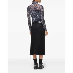 Lace-up Midi Denim Nederdel Dame Nederdele