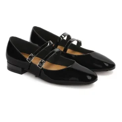 Online Lakerede flade pumps af Mary Jane Dame Ballerina Sko