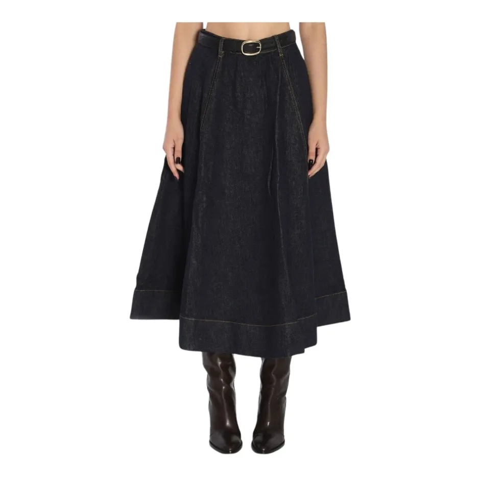 Discount Lang Denim Nederdel Dame Nederdele