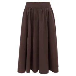 Outlet Lang Nederdel Mørk Chokolade Elegant Stil Dame Nederdele