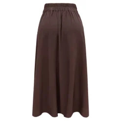 Outlet Lang Nederdel Mørk Chokolade Elegant Stil Dame Nederdele