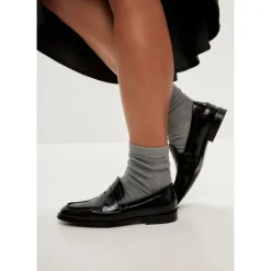 Best Læder Loafers med Blokhæl - Patent Dame Loafers
