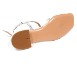 Outlet Læder Sandal Shake Argento Dame Sandaler