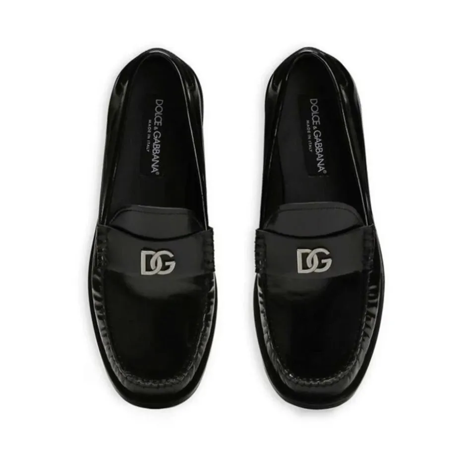 Best Leather Logo Slip-On Loafers Dame Loafers