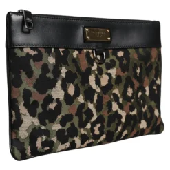 Sale Leopard Jacquard Print Logo Plaque Pouch Bag Dame Clutch