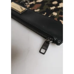 Sale Leopard Jacquard Print Logo Plaque Pouch Bag Dame Clutch