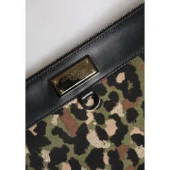 Sale Leopard Jacquard Print Logo Plaque Pouch Bag Dame Clutch