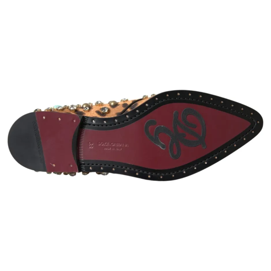 Sale Leopard Krystal Kjole Sko Dame Snøresko