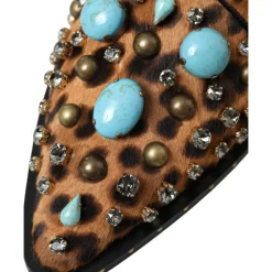 Sale Leopard Krystal Kjole Sko Dame Snøresko