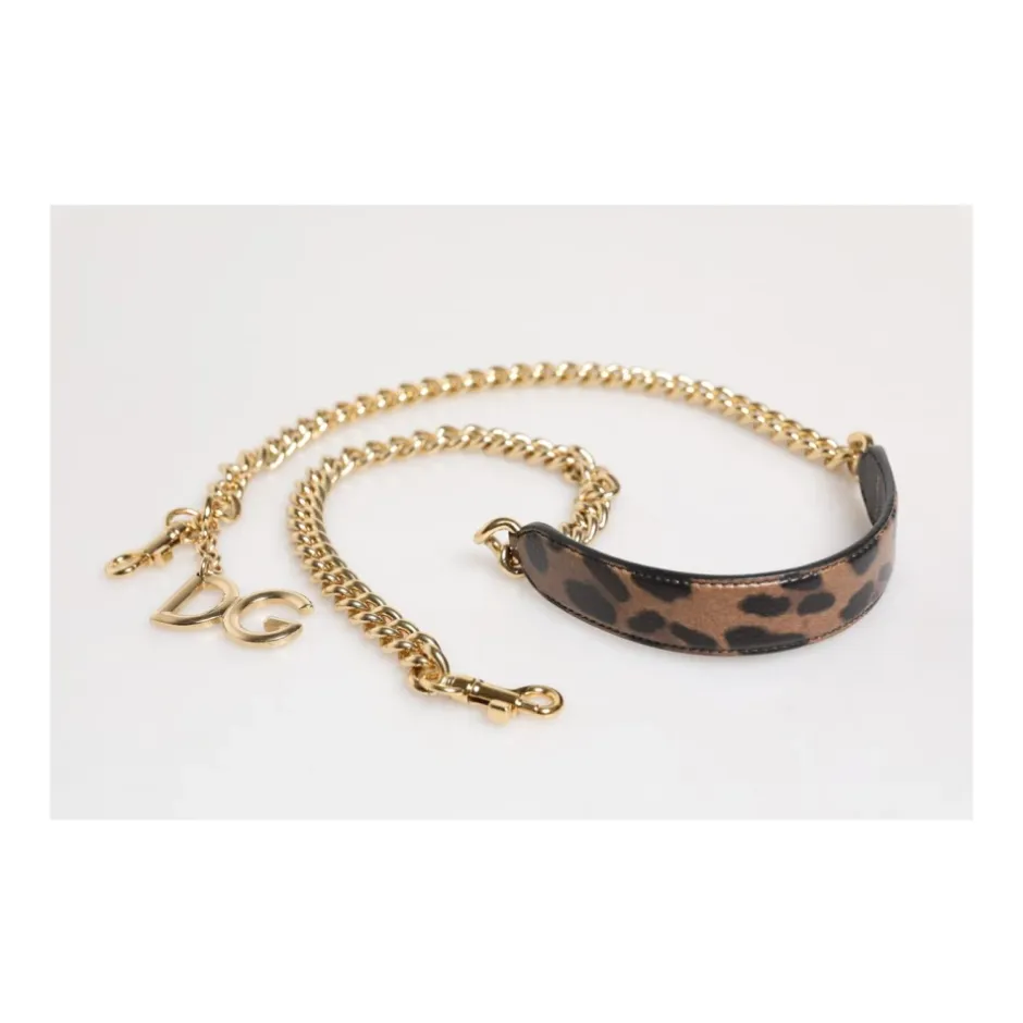 Sale Leopard Print Gold Brass Chain Shoulder Bag Strap Dame Tilbehør Til Tasker