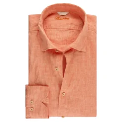 Hot Linned Slimline Skjorte med Perlemorsknapper Skjorter