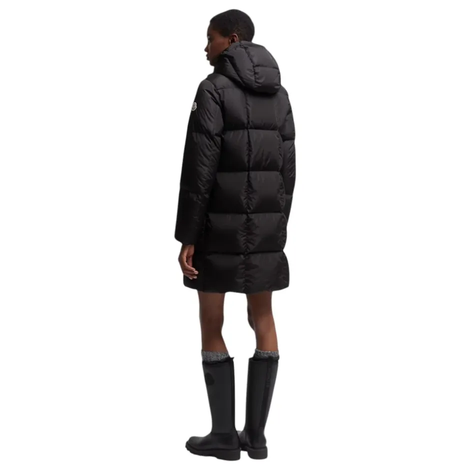 Sale Litte Square-Quilted Hooded Long Down Jacket Frakker