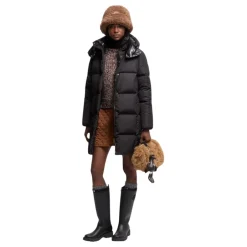 Sale Litte Square-Quilted Hooded Long Down Jacket Frakker