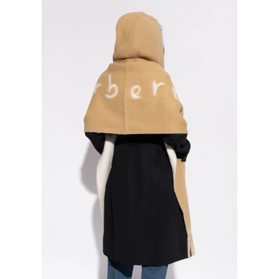Logo Alpaca Wool Blend Hooded Scarf Halstørklæder Og Tørklæder