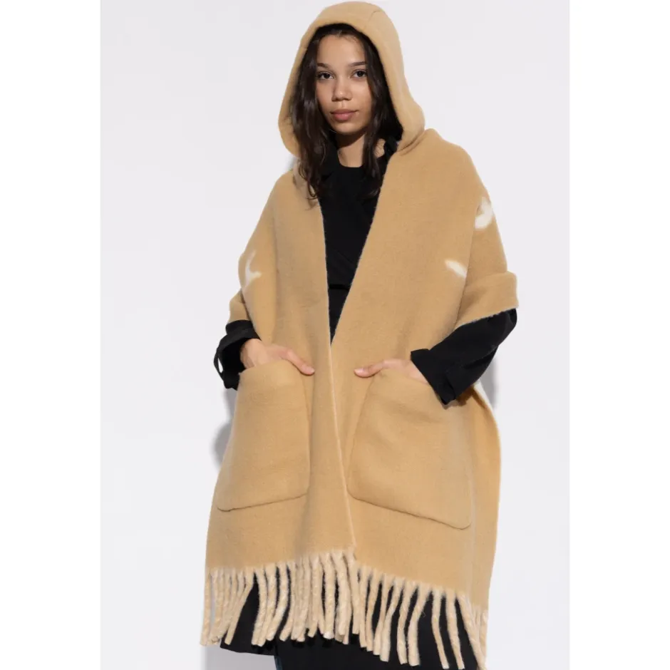 Logo Alpaca Wool Blend Hooded Scarf Halstørklæder Og Tørklæder