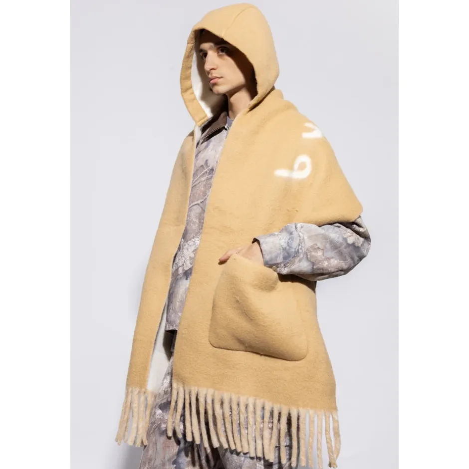 Logo Alpaca Wool Blend Hooded Scarf Halstørklæder Og Tørklæder
