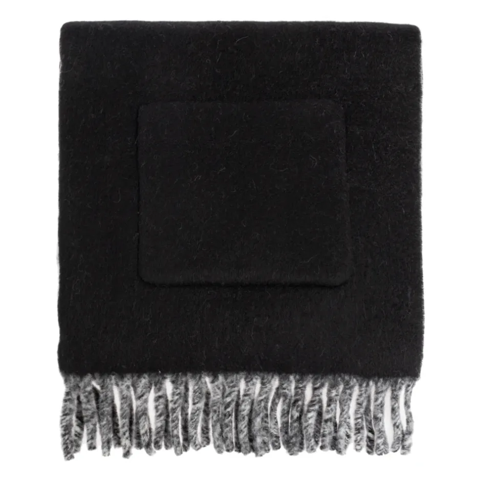Online Logo Alpaca Wool Blend Hooded Scarf Halstørklæder Og Tørklæder