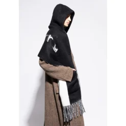Online Logo Alpaca Wool Blend Hooded Scarf Halstørklæder Og Tørklæder