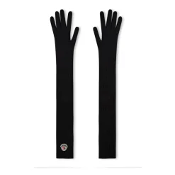 Logo Patch Virgin Wool Long Gloves Dame Handsker