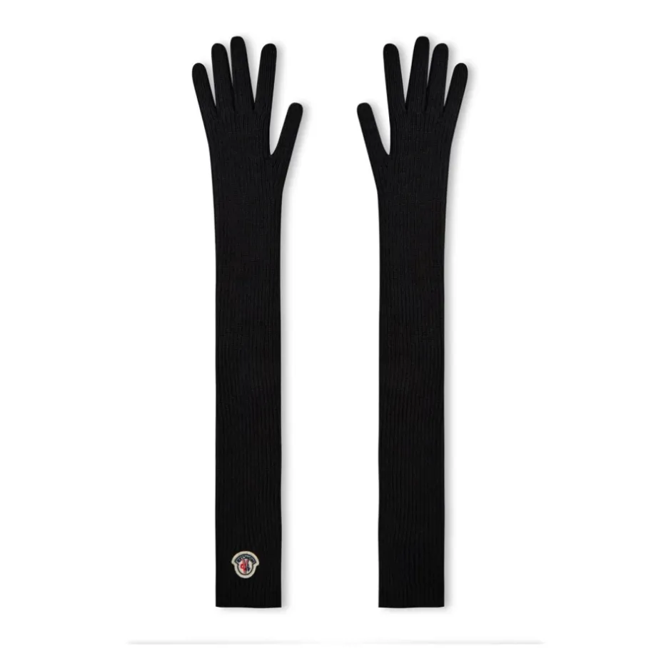 Logo Patch Virgin Wool Long Gloves Dame Handsker