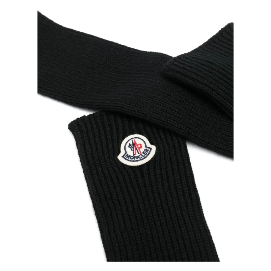 Logo Patch Virgin Wool Long Gloves Dame Handsker