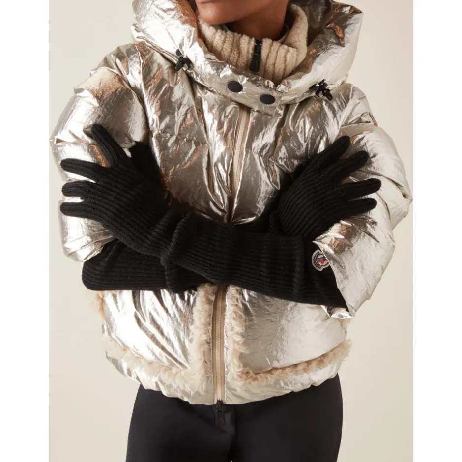 Logo Patch Virgin Wool Long Gloves Dame Handsker