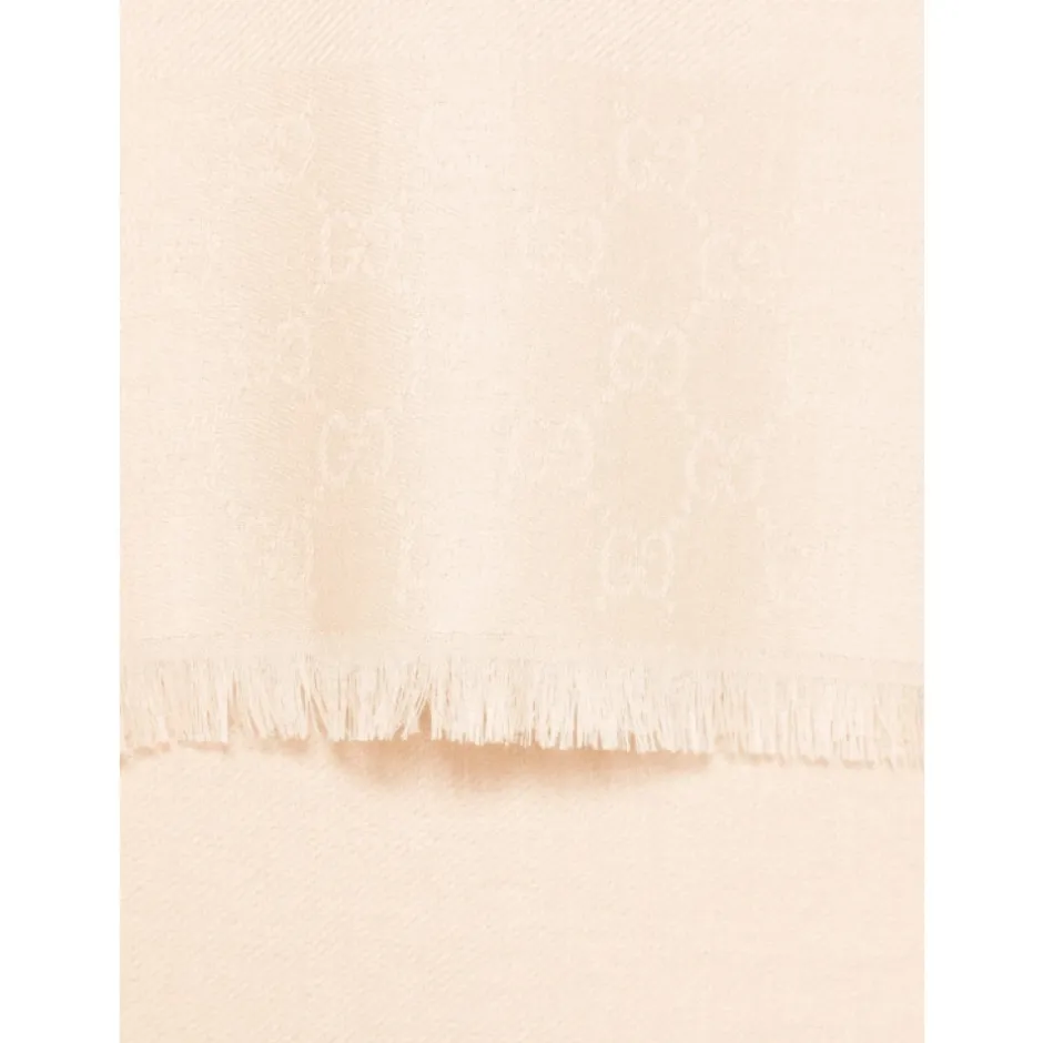Clearance Lyserød Jacquard Tørklæde med Frynsede Kanter Dame Tørklæder