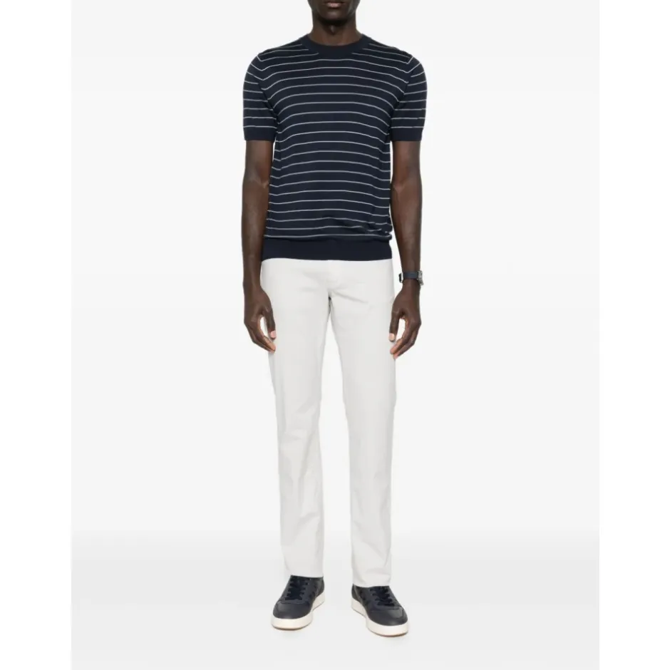 Clearance Maglia girocollo in maglia manica corta a righe Strik