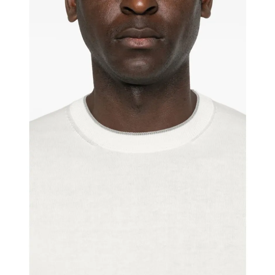 Clearance Maglia girocollo mezza manica con bordi rigati Strik