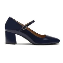Online Marine lakerede pumps med lav hæl Dame Pumps