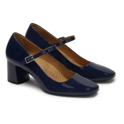Online Marine lakerede pumps med lav hæl Dame Pumps