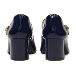 Online Marine lakerede pumps med lav hæl Dame Pumps
