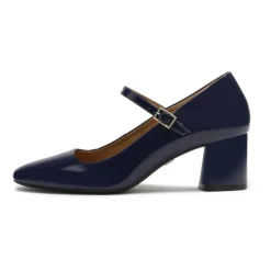 Online Marine lakerede pumps med lav hæl Dame Pumps
